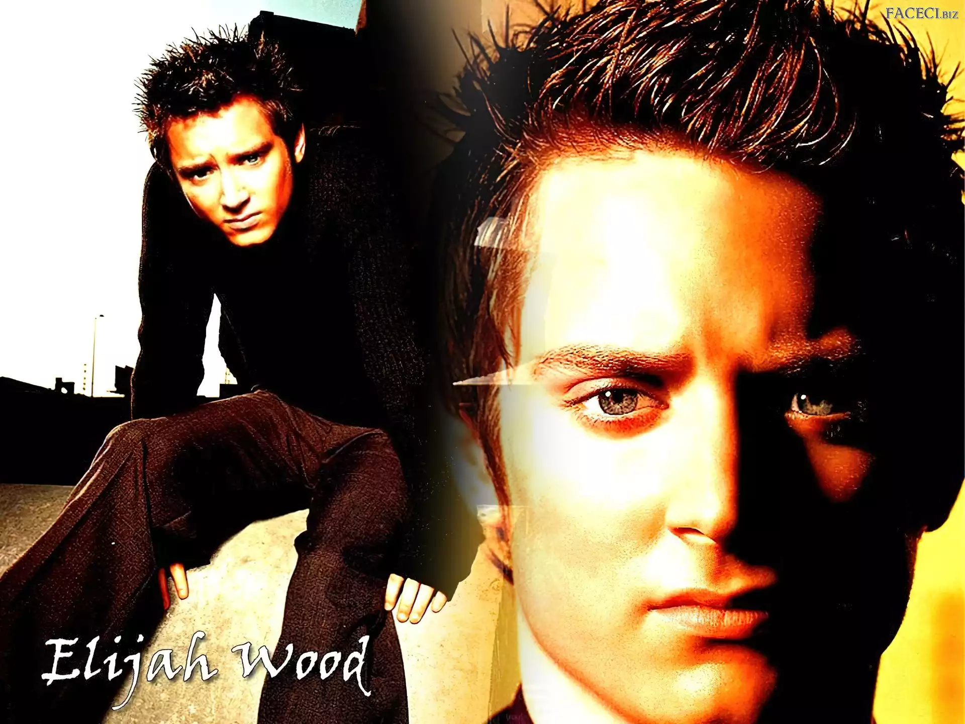 brÄ…zowe spodnie, Elijah Wood, sweterek